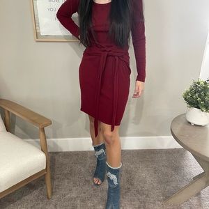 Red Front Tie Dress